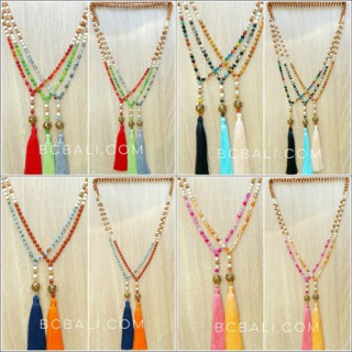 ceramic glass beads colorful necklace tassels free shipping 40 pieces